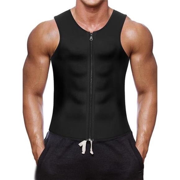 Men Waist Trainer Vest Hot Neoprene Sauna Suit Corset Body Shaper Zipper TankTop - Picture 5 of 5